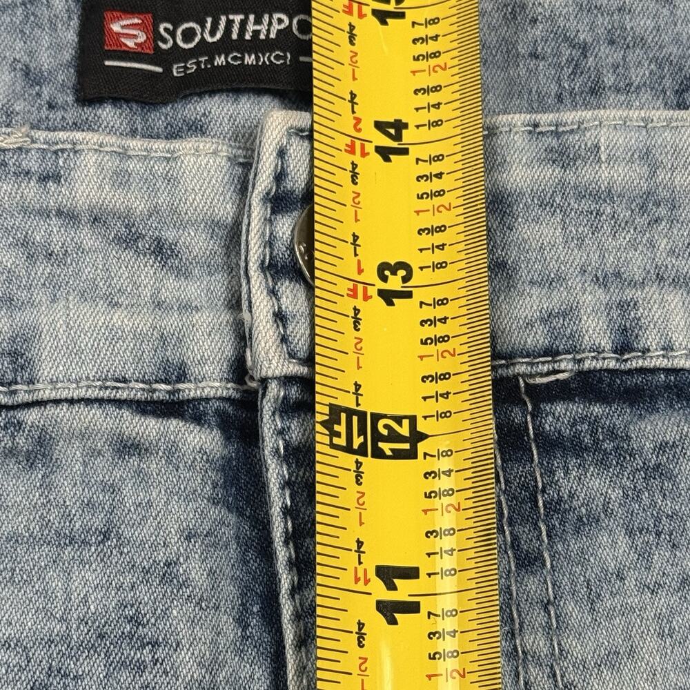 Southpole Mens Denim Shorts SZ 50 Light Acid Wash Stretch Hip-Hop Streetwear Y2K - Picture 11 of 14